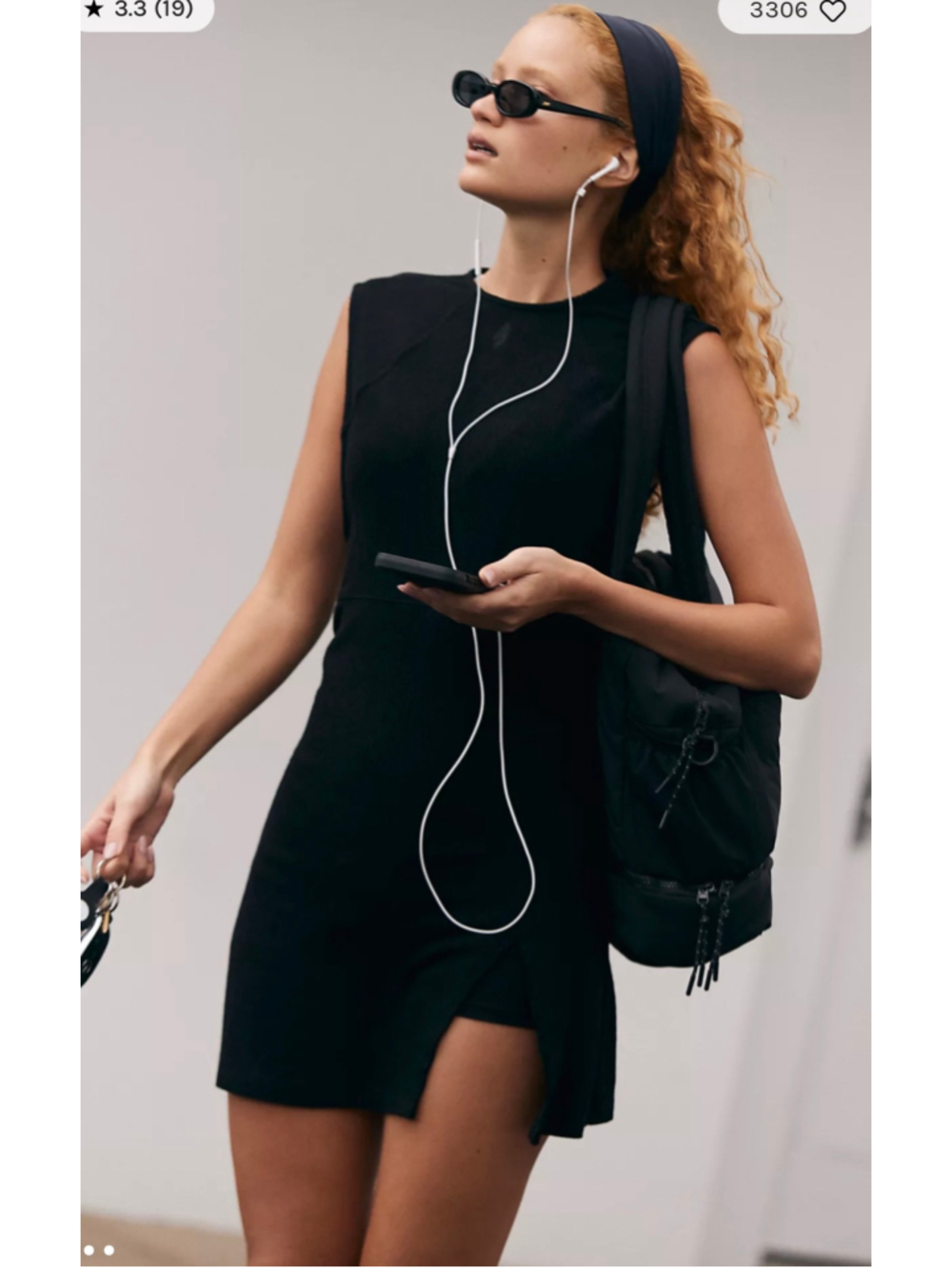 Free People Movement Out & About Dress XL Black Built In Shorts Mini Active
